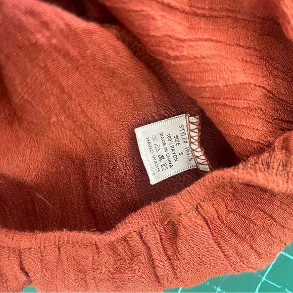 Rust Red Ruffled Women's Crop Top - Picture 4 of 4